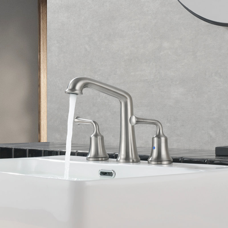 Widespread 2-handle Bathroom Faucet with Drain Assembly, Brushed Nickel