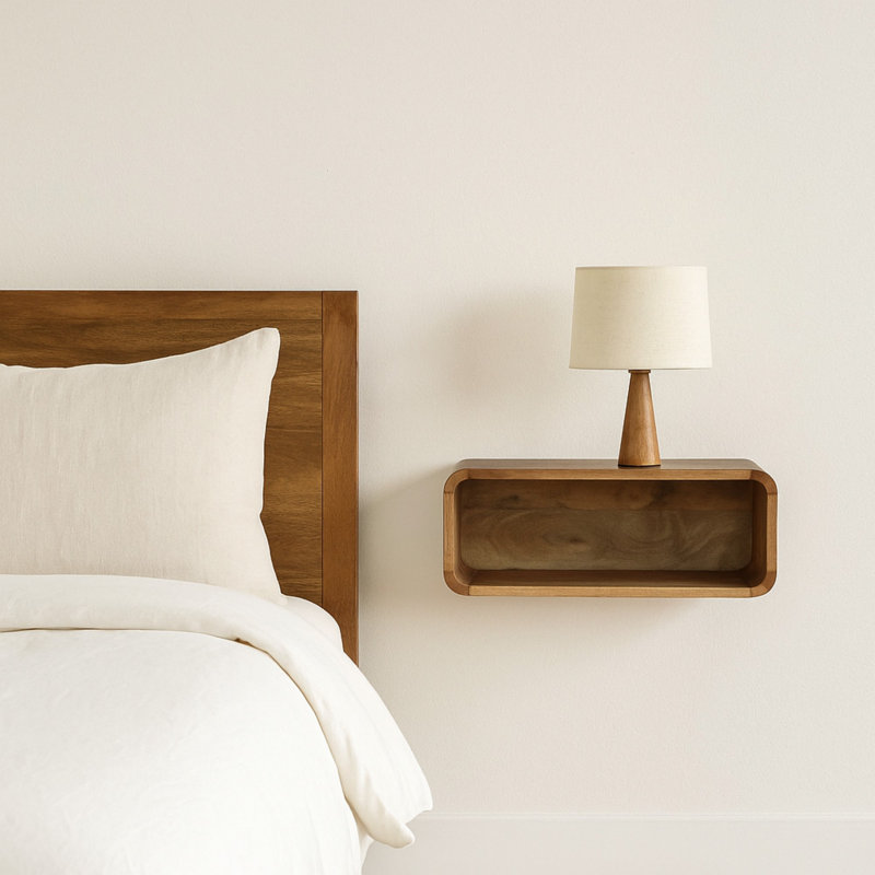 10.00cm W Solid Wood Bedside Table