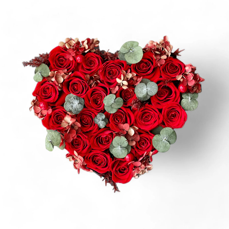 Arrangement de roses en boîte