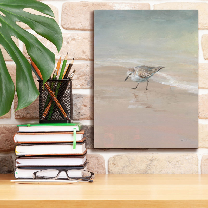 «Shorebirds On The Sand 3» par Danhui Nai, art mural sur toile, H 16 pi x l 12 pi
