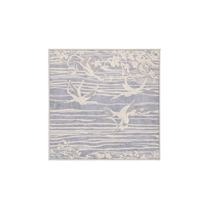 Machine Washable Beige Area Rug, Square 5'
