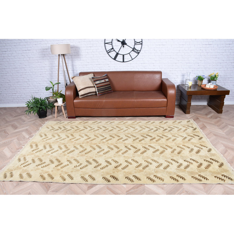 Grand tapis turc rétro pour votre salon avec d'élégants motifs bruns et crème Anatolia