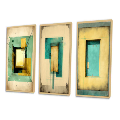 " Intimate Illustrations In Faded Retro Tones " 3 - Pieces