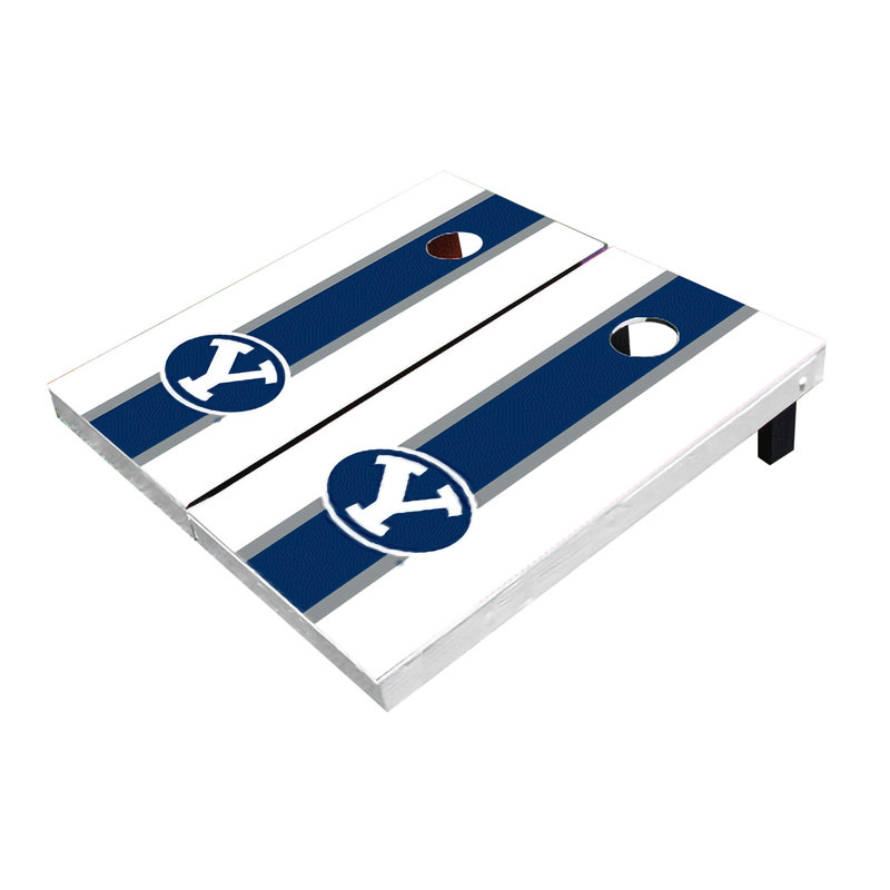 Planches de cornhole à rayures 2 'x 3' NCAA, Byu Cougars, Bleu marine / blanc assorti