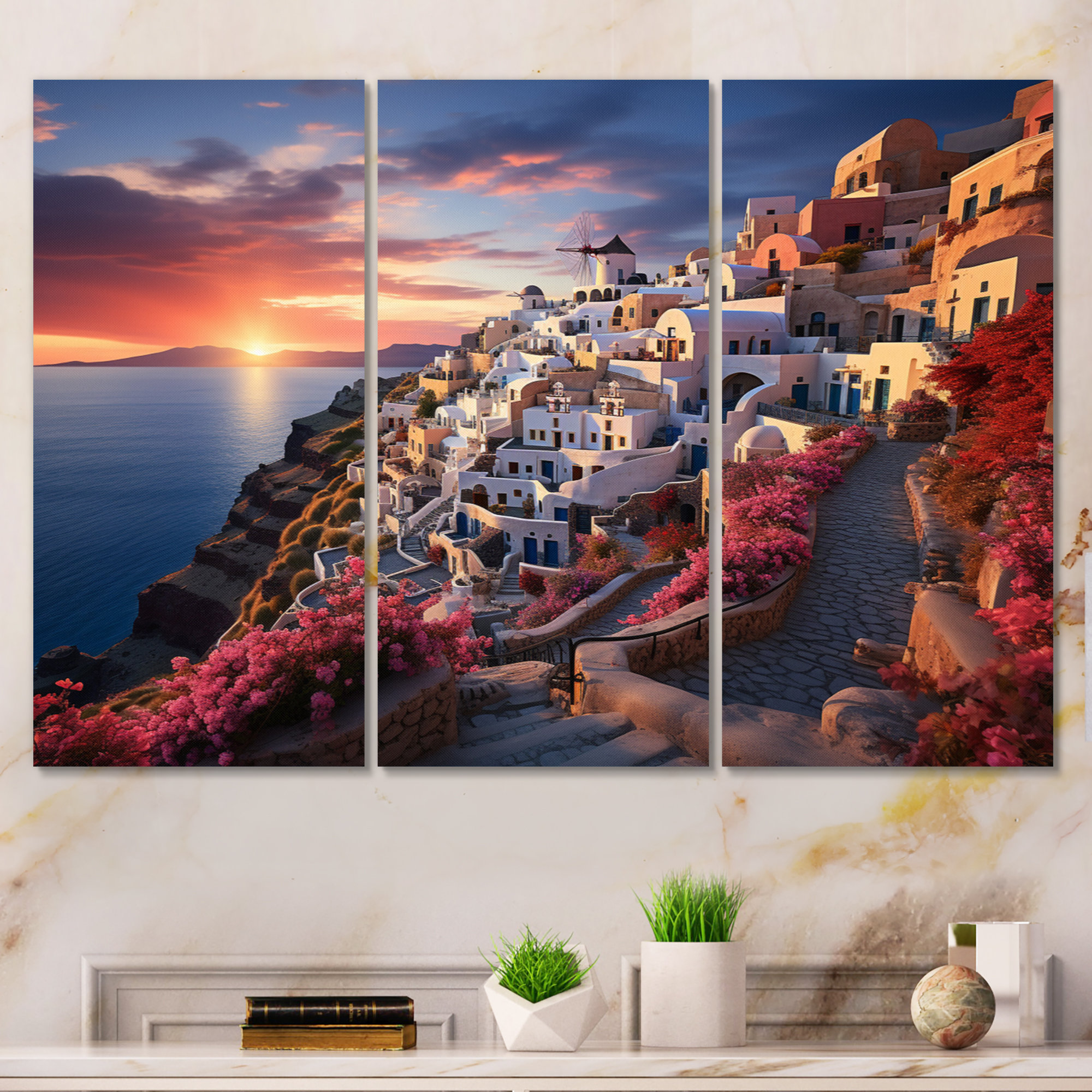 Design Art Greece Oia Splendor V - Cityscapes Metal Art Print Set | Wayfair