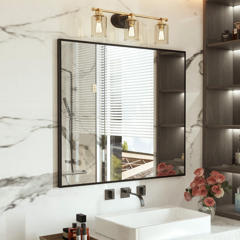 Miroir d'appoint Lesamuel, Noir mat, Rectangulaire, 32 po x 36 po