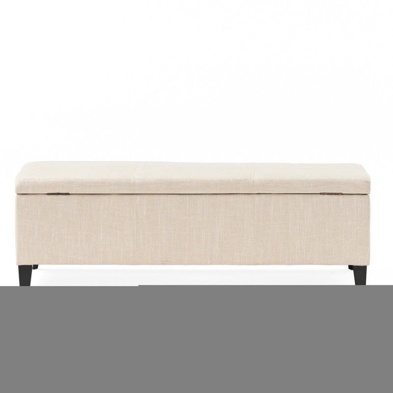 Modern Upholstered Storage Bench, Light Beige