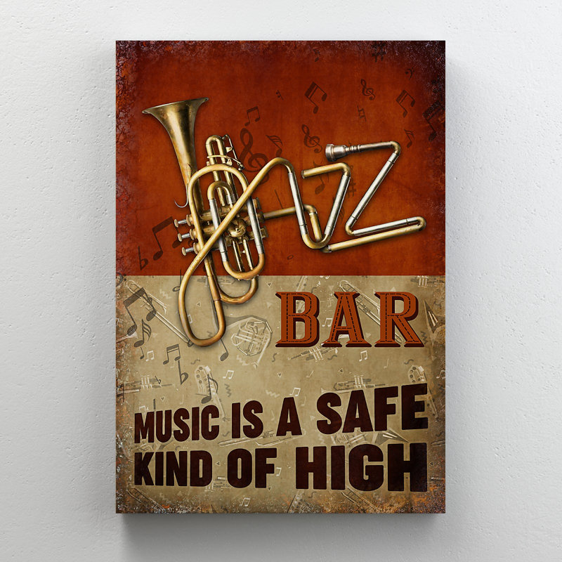 Saxophone Jazz Bar - impression sur toile tendue, H 20 po x l 16 po x P 2 po