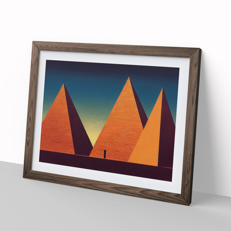 Attractive Pyramids - Single Picture Frame Print, 25cm H x 34cm W x 2cm D, Walnut