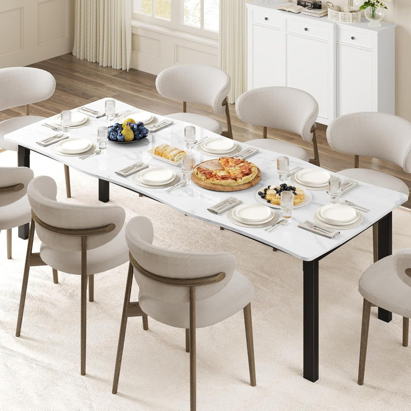 Rectangular Table, With Wave Irregular Edge, Waterproof Scratch-Resistant, 29.5"H x 70.9"L x 35.4"W