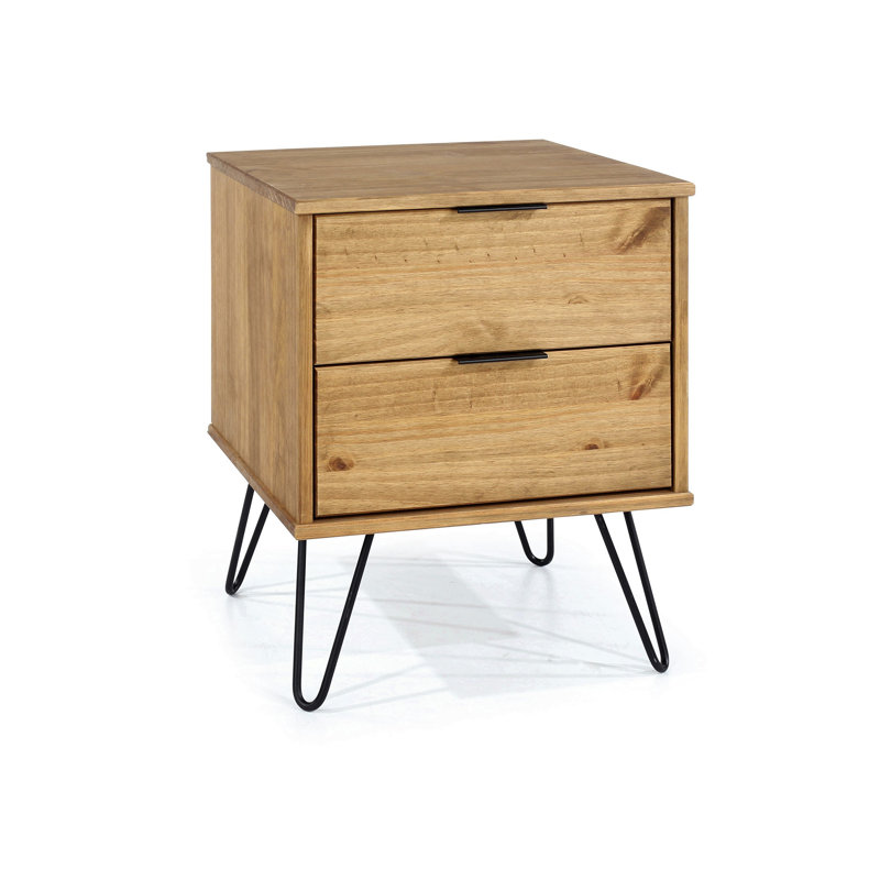 Estaugh 2 Drawer Bedside Table, Industrial Design