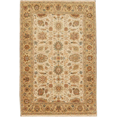 Tapis crème et beige noué à la main de haute qualité