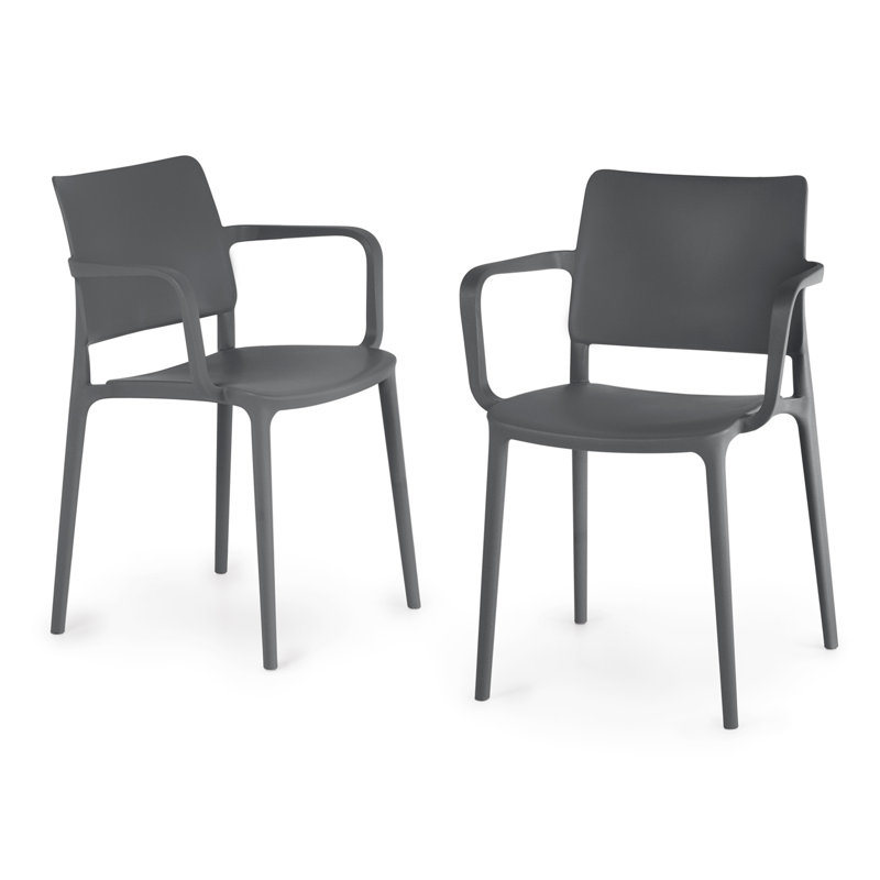 Chaise de salle à manger d'extérieur empilable Skowhegan, Gris