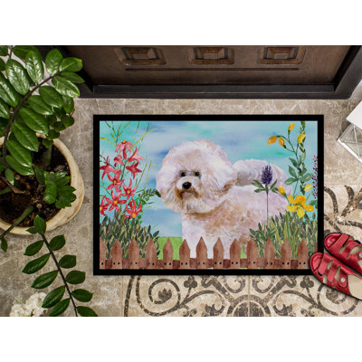 Bichon bichon frisé spring 27 po x 18 po tapis de porte extérieur antidérapant