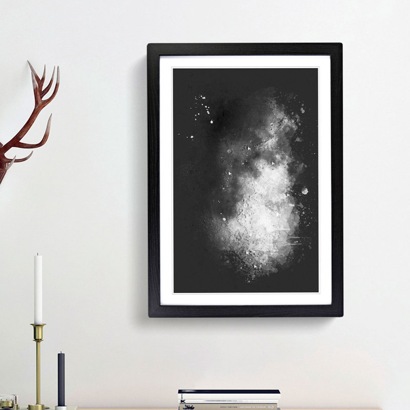 Moon Craters - Picture Frame Graphic Art Print, Black Framed, 45cm H x 33cm W x 2cm D