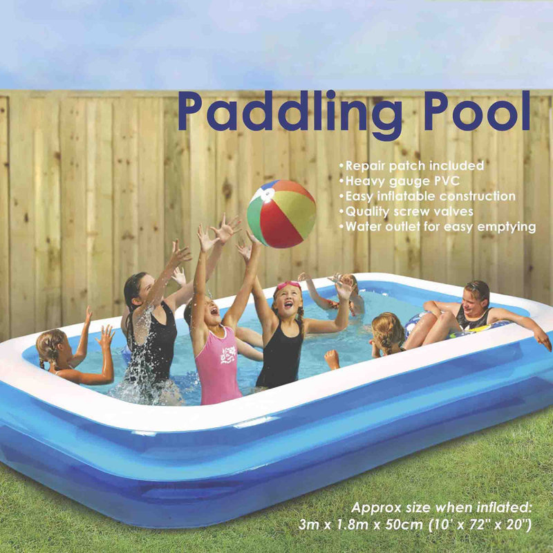 50 H x 180 W x 300 L Plastic Rectangular Inflatable Pool