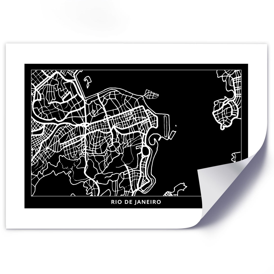 Grafikdruck Stadtplan Rio De Janeiro