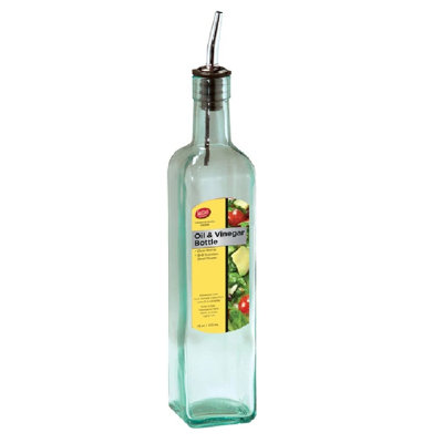 Bouteille d'huile et de vinaigre Tablecraft, verre et acier, transparent, 16 oz