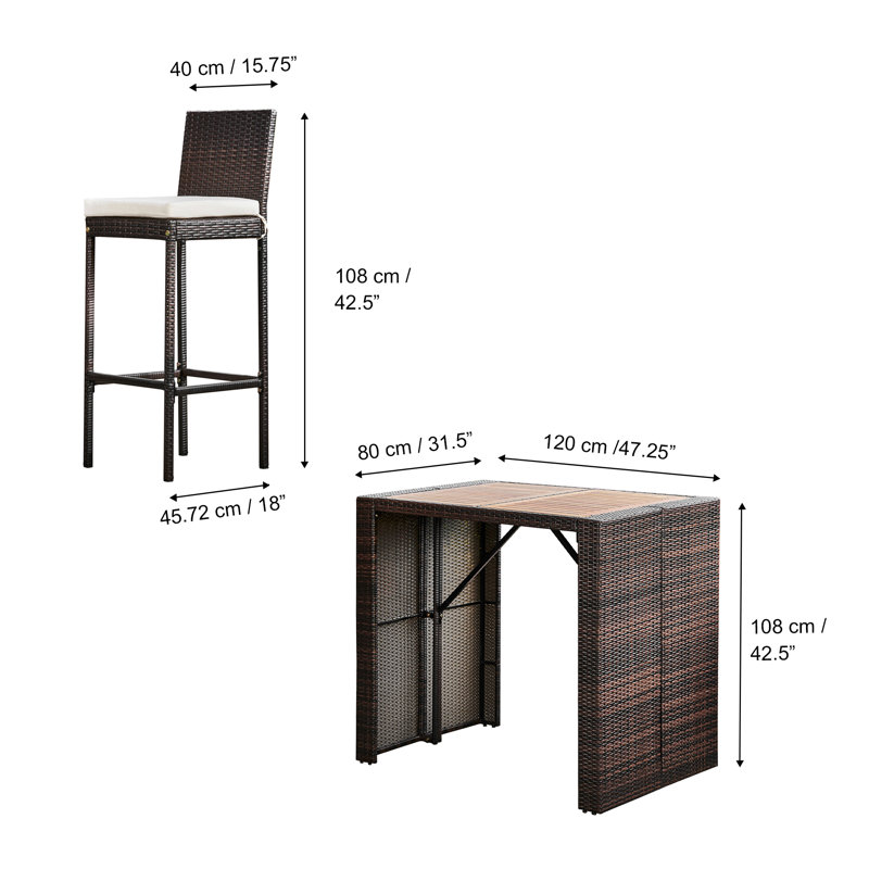Teamson Home Bar Set with Wood Frame