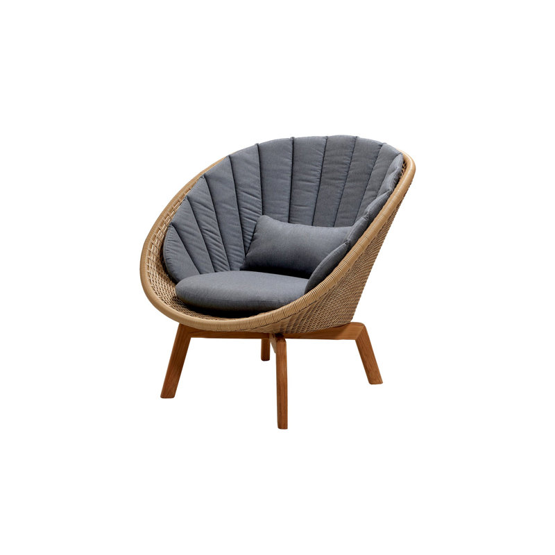 Peacock Teak Patio Papasan Chair with Cushions, Gray