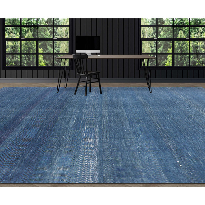 Abstract Area Rug in Dark Blue, Rectangle 6' x 9'