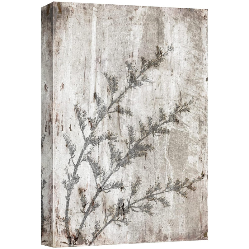 «Grunge Botanical Plant Silhouette Floral» sur toile, Toile tendue, H 24 po x l 16 po