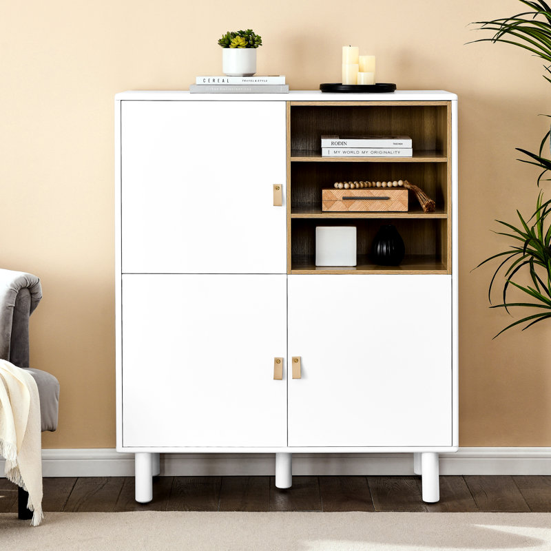 Armoire de rangement avec porte pour la chambre du salon, Blanc