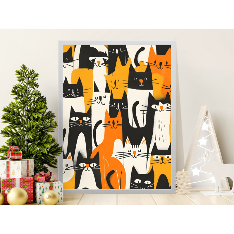 Funny Cats Wall Art, Cute Cat Print, Modern Art, Home Decor, Cat Lover Gift, Pet Portrait, Framed Art, Multiple Sizes