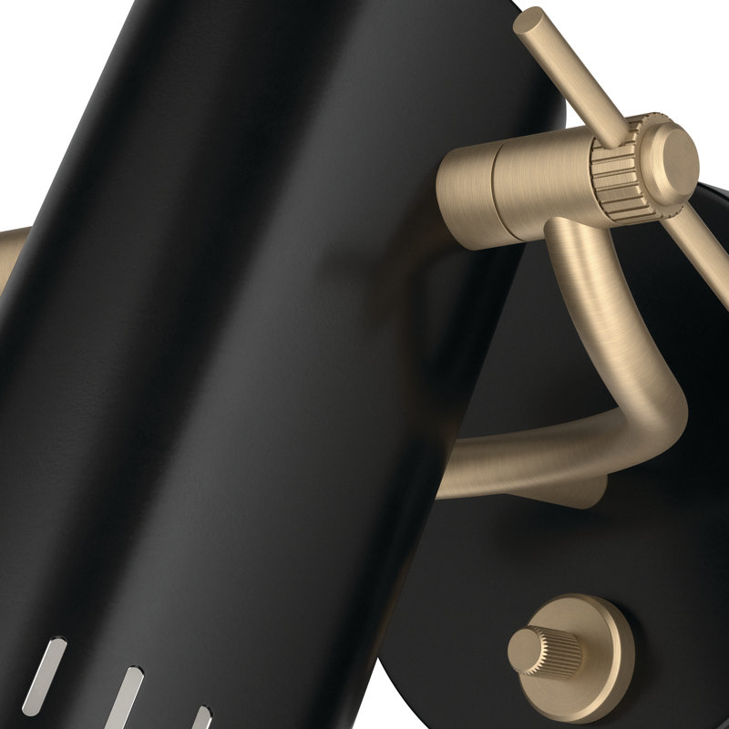 Applique murale réglable 1 lumière noire de 7,25 po avec accents bronze champagne Ruehl, Noir