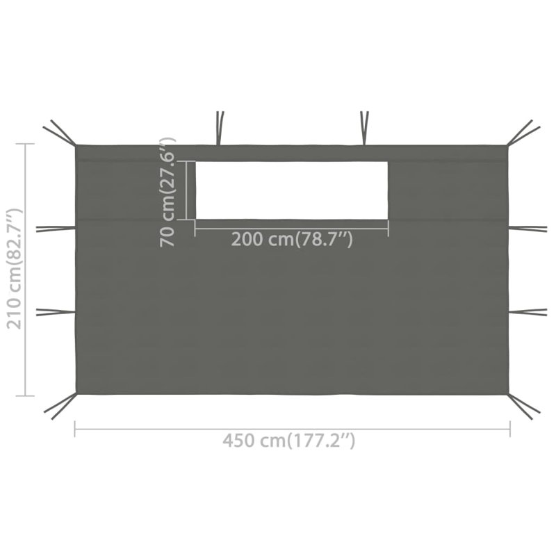 Mur latéral de pavillon de jardin Tybee, Anthracite, L 161,4 po x P 82,7 po