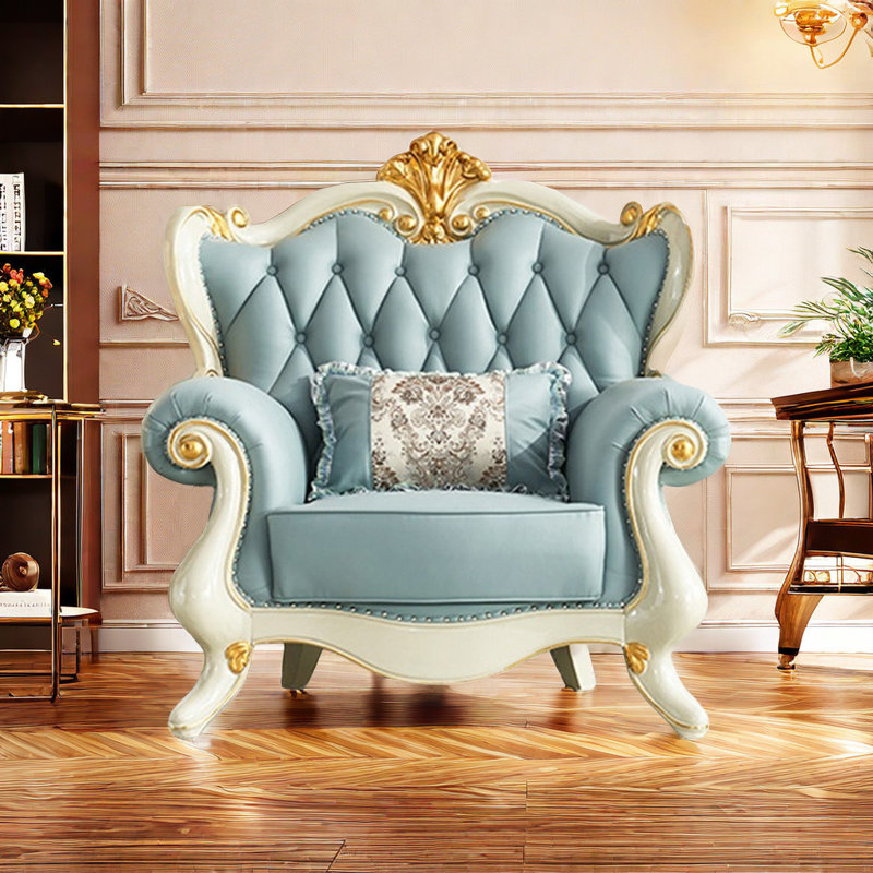 Fauteuil en cuir de vache européen de 47,24 po de largeur