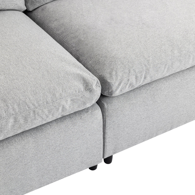 Canapé modulaire convertible avec bourre en plumes - Méridienne réversible en forme de L Ustyle, modulaire, avec fermeture à glissière, accoudoir incliné, coussins modulaires gris en forme, canapé rembourré