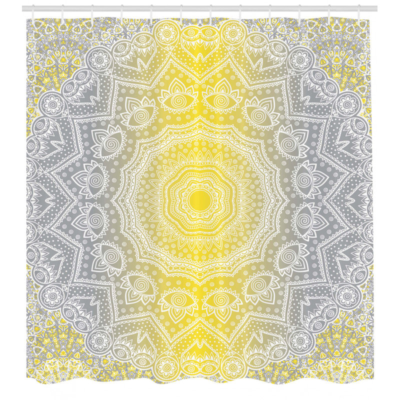 Rideau de douche Cormac Mandala, H 84 po x l 69 po, Jaune