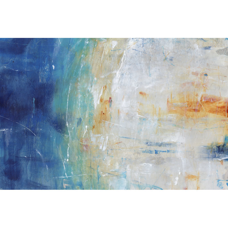 Blue Grotto II - Wrapped Canvas Painting, 30 cm H x 46 cm W, Black Floater Frame