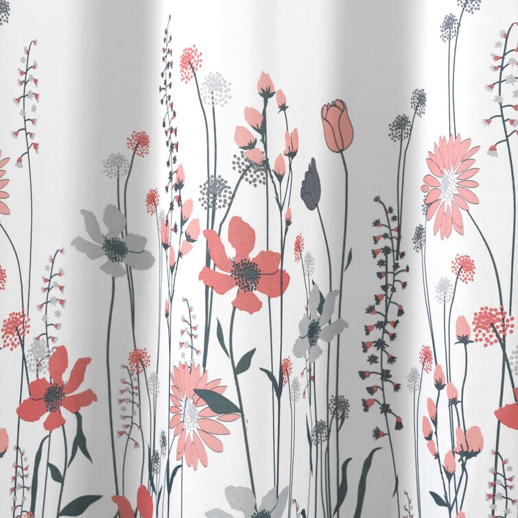 Floral Shower Curtain, Red Gray Brown Beige, Dahlia Flower Burst Bath  Curtain, Chrysanthemum Bathroom Décor, Designed by Artist 