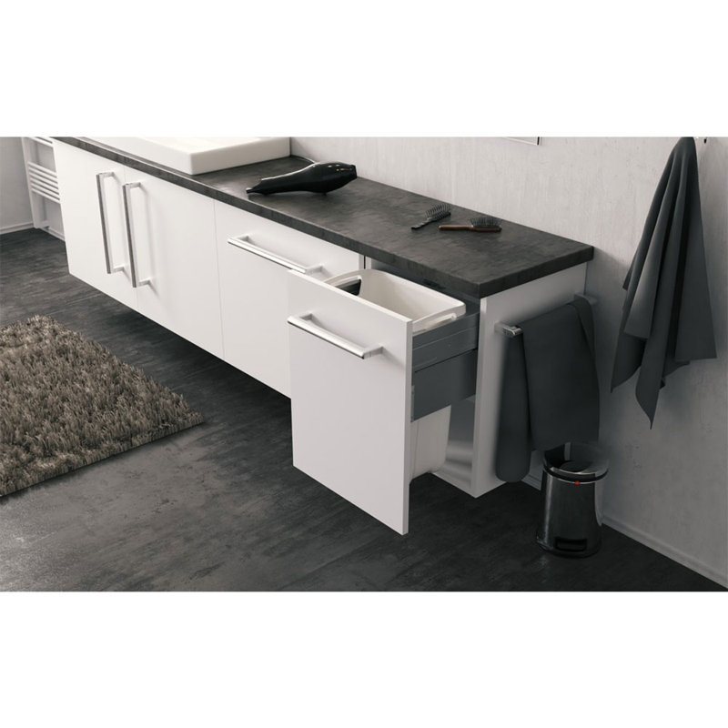 Plastic Cabinet Laundry Bin with Handles, White/Silver, Small (53.1cm x 41.8cm x 29.8cm)