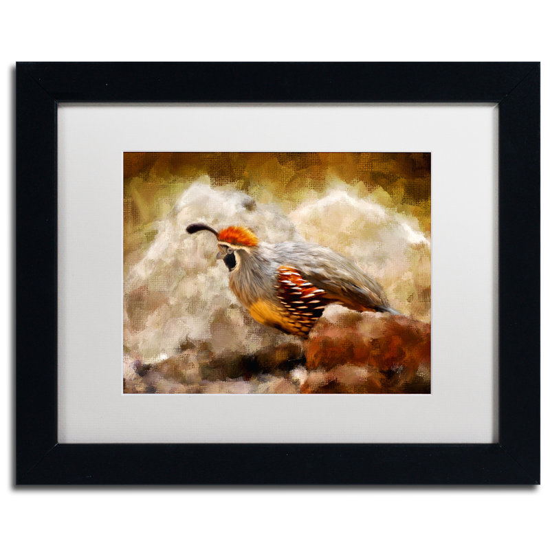 «Hurrying Quail» par Kuehn, reproduction d'art sur toile encadrée, H 11 po x l 14 po x P 0,5 po, Blanc