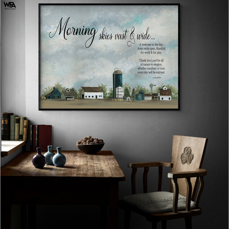 «Morning skies» par Cindy Jacobs, impression «Thanks God», affiche d'affiche reconnaissante, décor champêtre rustique, décor de salle de bain