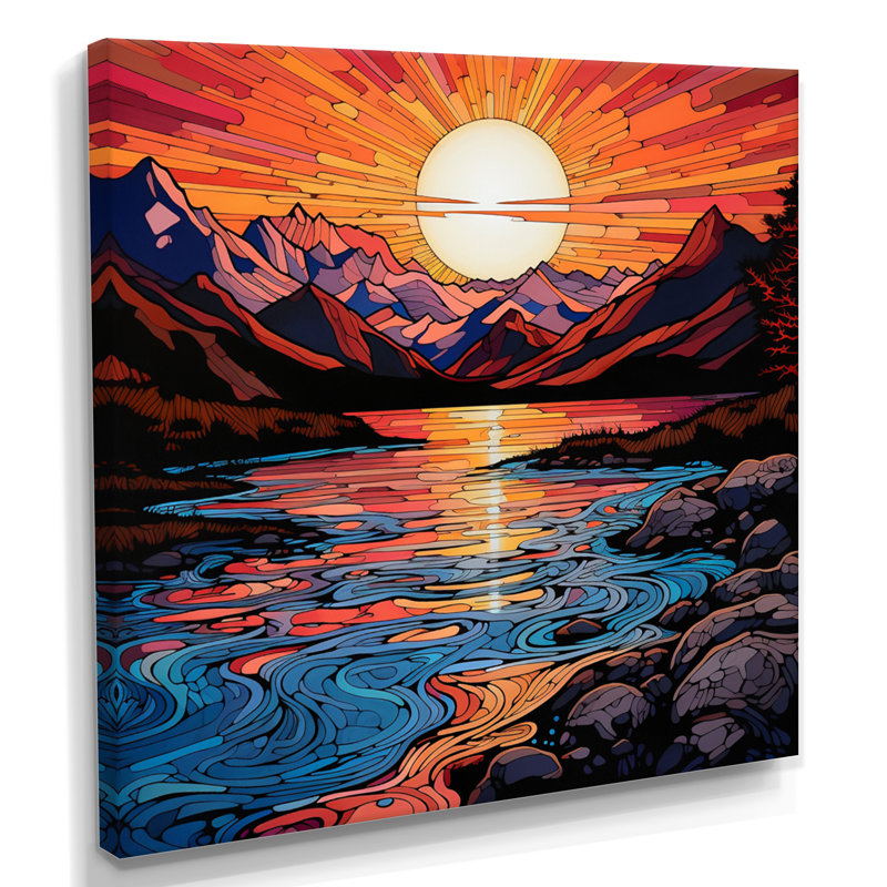 Breana - rivière, art mural, Toile tendue, H 16 po x l 16 po x P 1 po