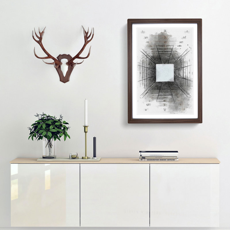 Sketching the Architecture Vol.57 - Picture Frame Drawing Print, Walnut Framed, 65cm H x 48cm W x 2cm D