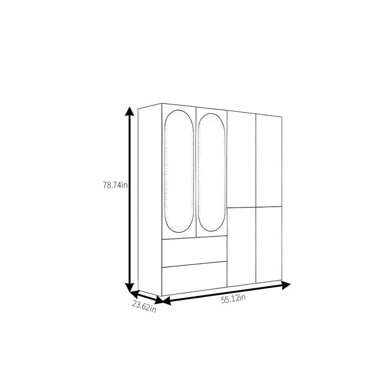 Armoire classique en rotin tissé, H 78,74 po x l 55,12 po x P 23,62 po