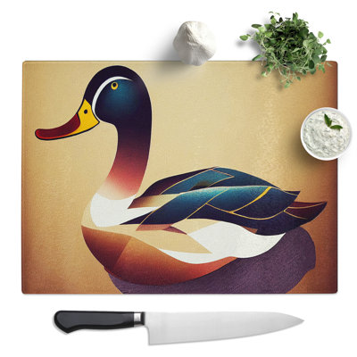 Wild Duck  Glass Chopping Board
