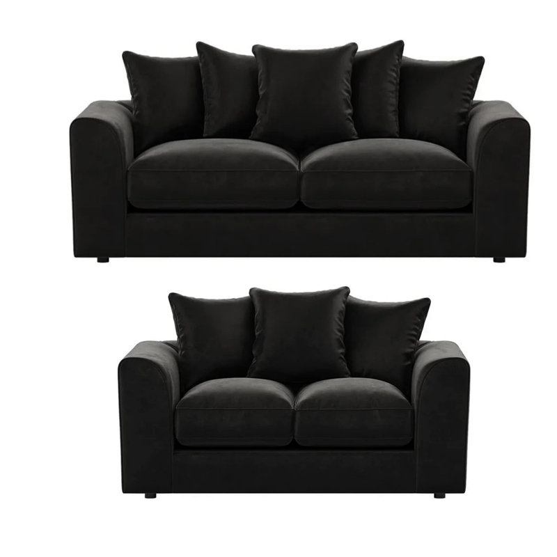 5 Seater Velvet Sofa, Black