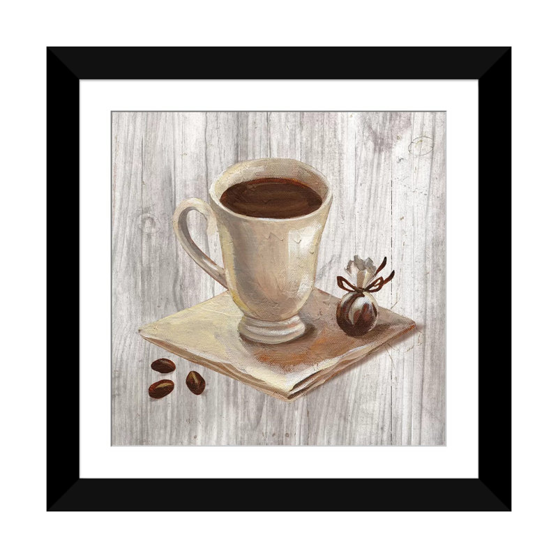 «Coffee Time IV», reproduction d'art sur toile, H 24 po x l 24 po x P 1 po, Papier d'art encadré noir, Blanc