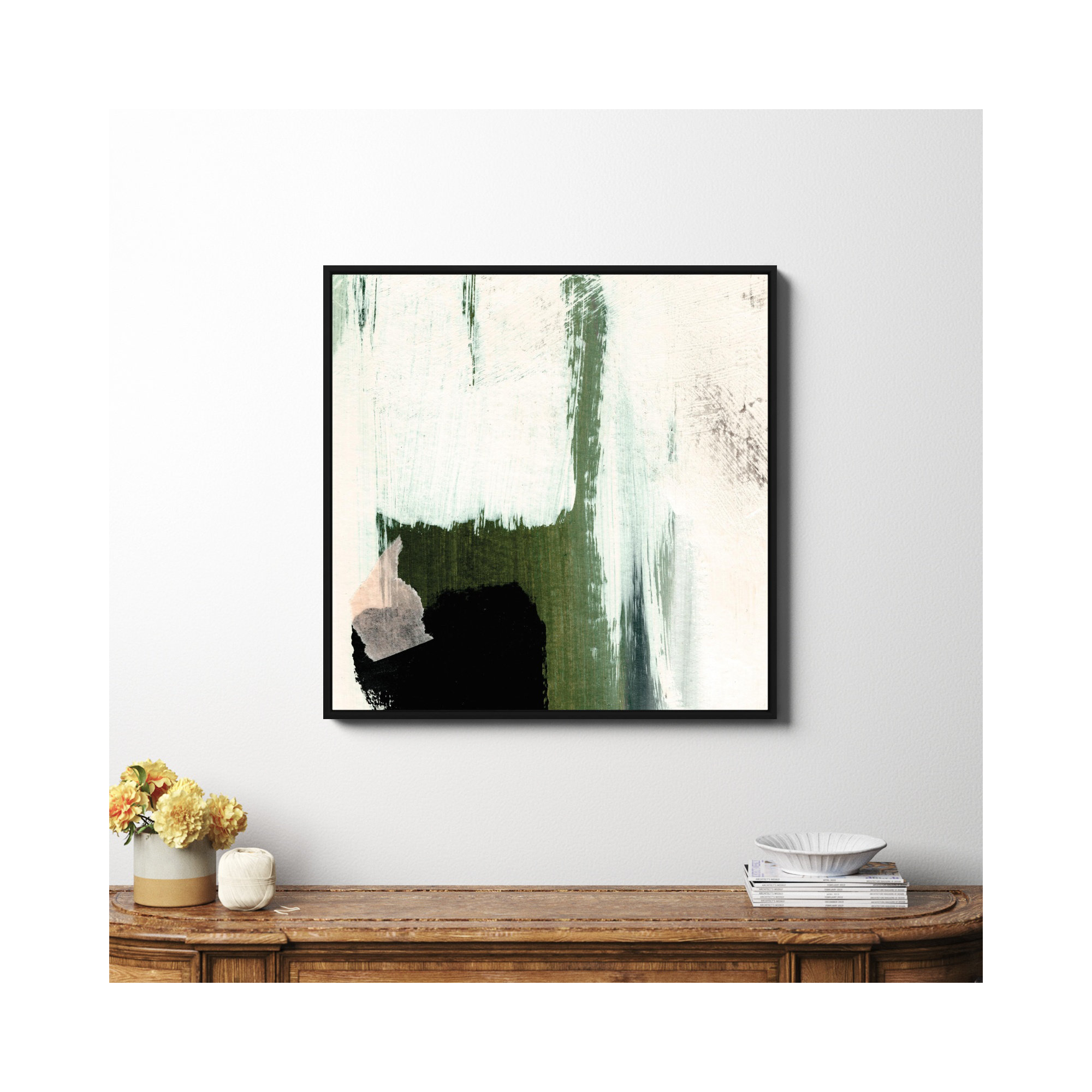 Abstract Minimal, Black Framed Canvas, No, 36" H x 36" W x 2" D