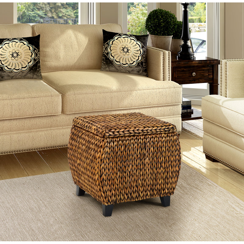 Northside Upholstered Ottoman, Gold Patina