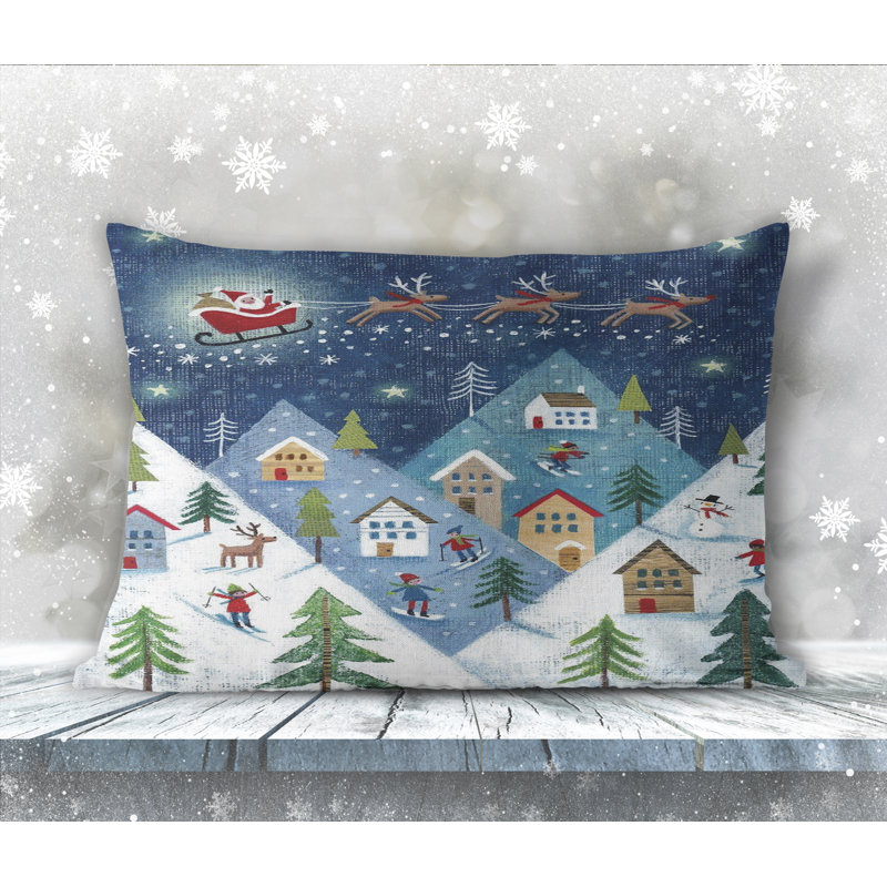 Housse de coussin rectangulaire d’extérieur de Noël magique Emerich, 18 po x 24 po