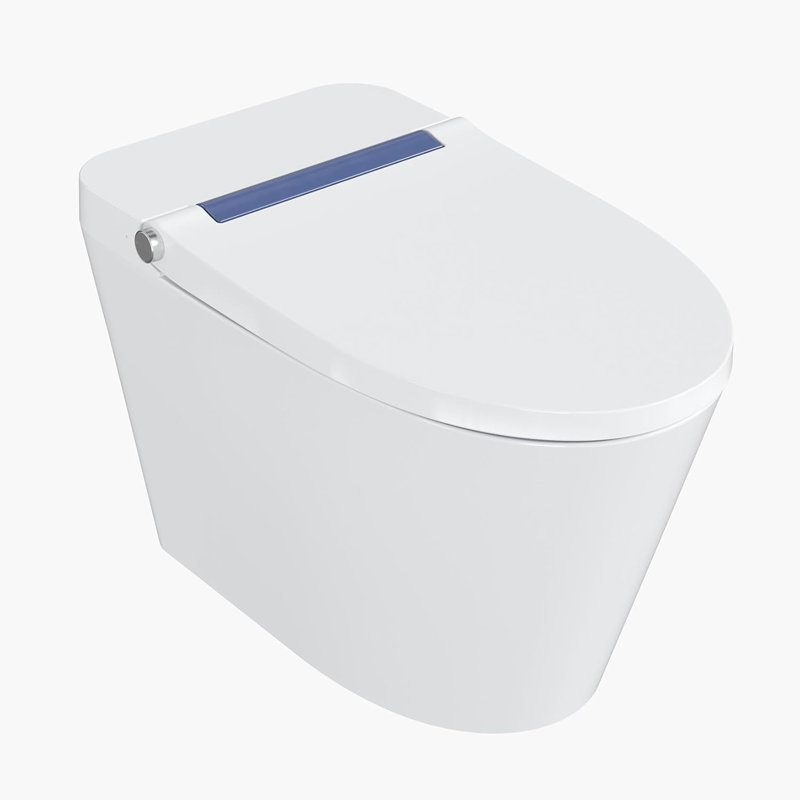 Smart Toilet with Bidet, Auto Open/Close Lid, Heated Seat, Auto & Foot Flush, Warm Wash & Dryer, Night Light, LED Display, ADA Comfort Height, Blackout Flush, Multi-Color Options (Blue）