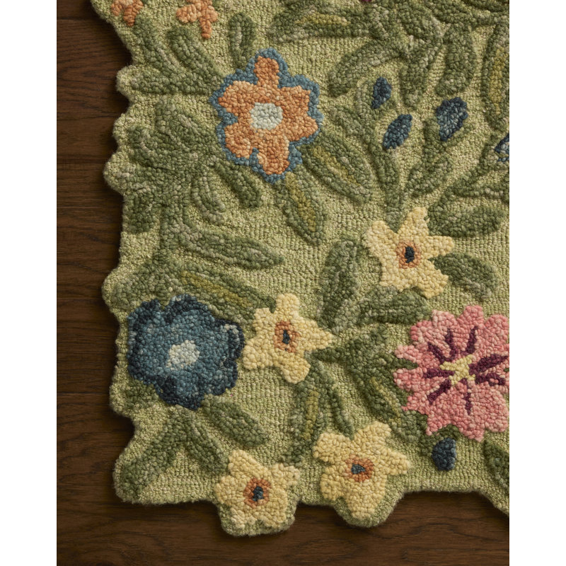 Rifle Paper Company x Loloi Edith Green / Multi  Area Rug, Runner 2'6" x 7'6",  Green/Multicolor 