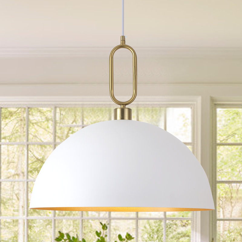 Meghrig 1 - Light 17.7"/19.7"/23.6" Wide Modern Industrial Oversized Large Single Dome Pendant with Wrought Iron, White